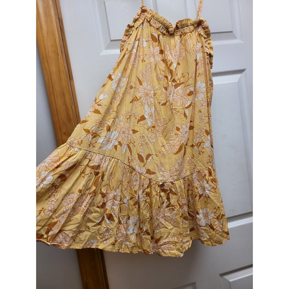 Cupshe Yellow Floral Ruffle Sundress Midi Dress Boho Cottagecore Women's Medium